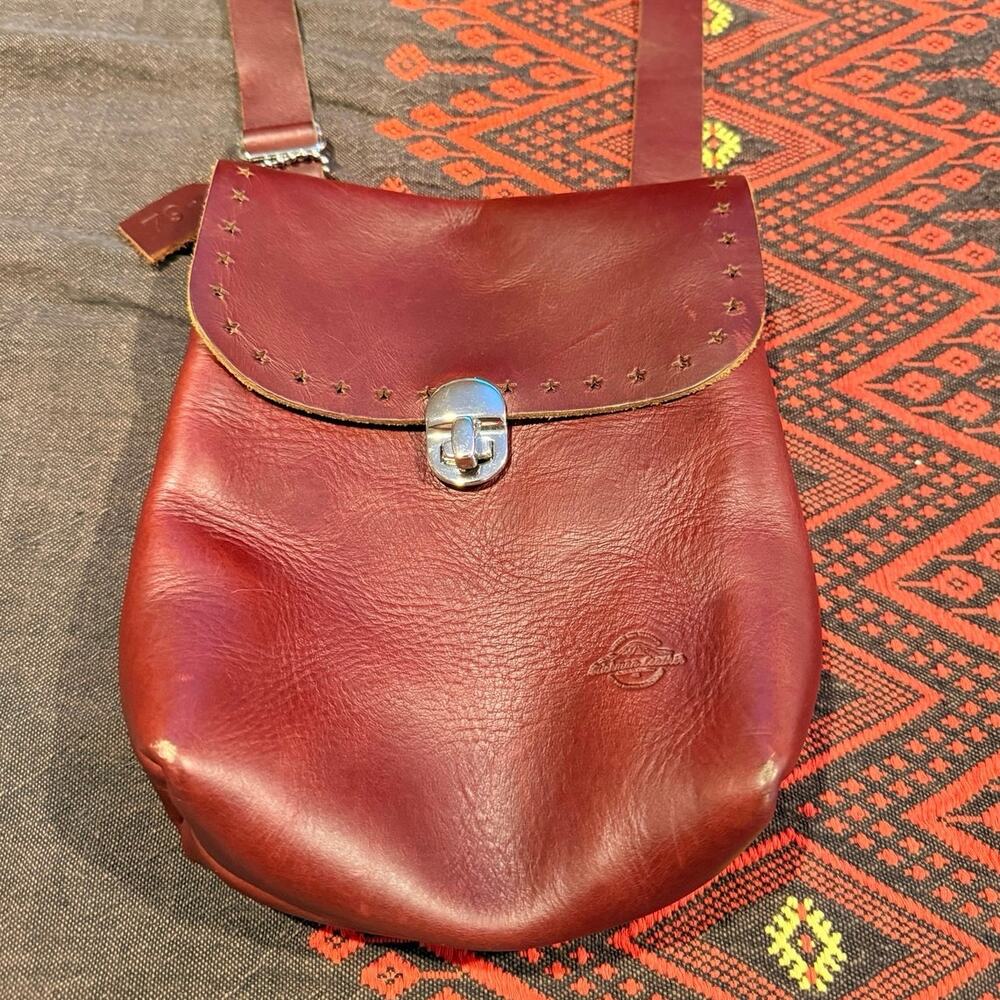 Leather cross body bag, extra long strap